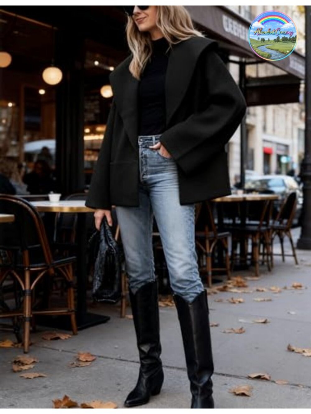 Oversized Shawl Collar Cropped Cardigan Sweater with Bell Sleeves and Pockets